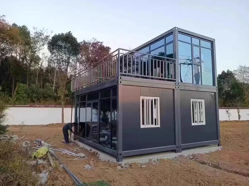 Two Floor Container House Kit with Glass Walls – Modern Double-Storey Modular Home image 3