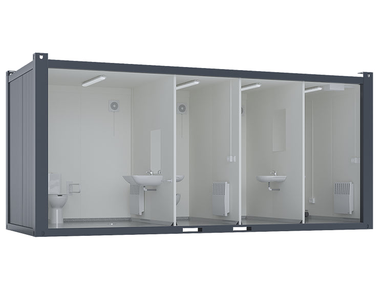 20′ Toilet Container, Three Standard And One Barrier-free Toilet, Premium image 0
