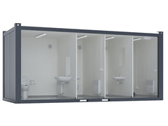 20′ Toilet Container, Three Standard And One Barrier-free Toilet, Premium image 0