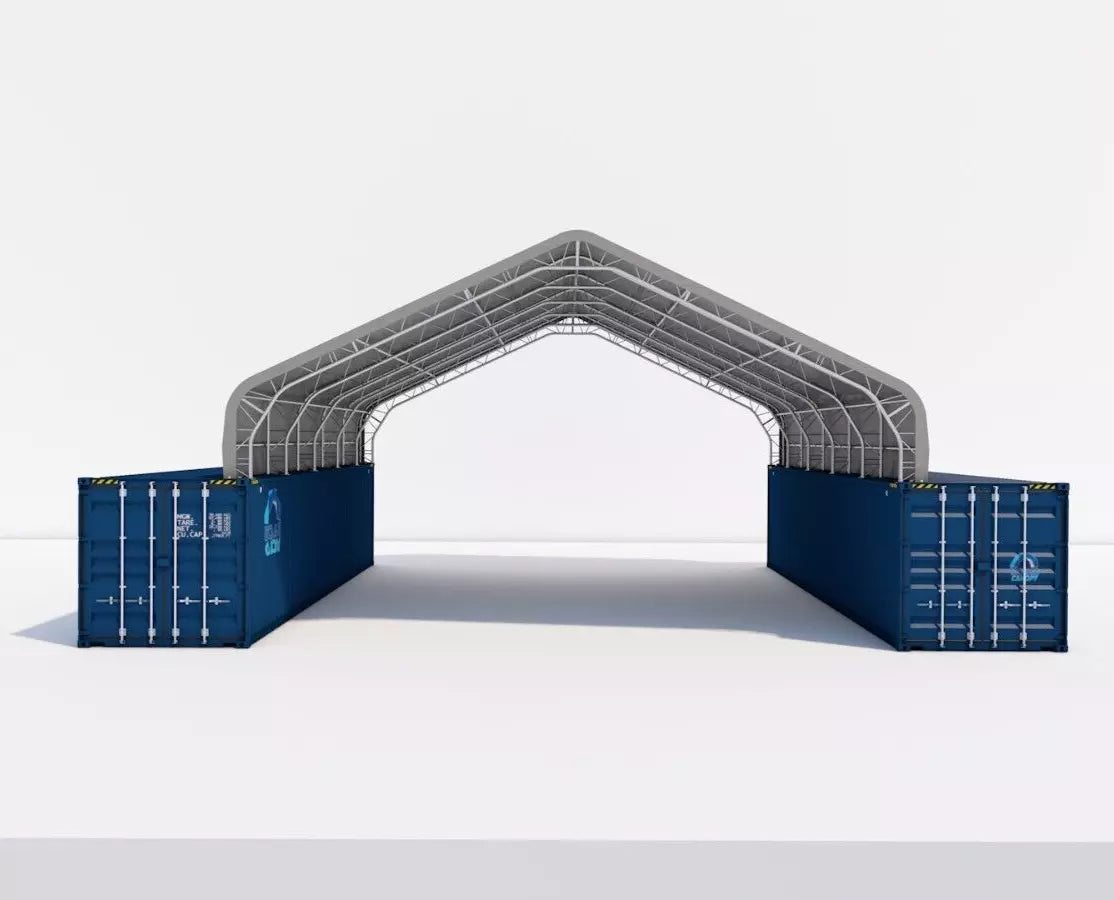 33W x 40L x 12H Peak Double Truss Kwanzaa Hut Shipping Container Roof Quonset image 1