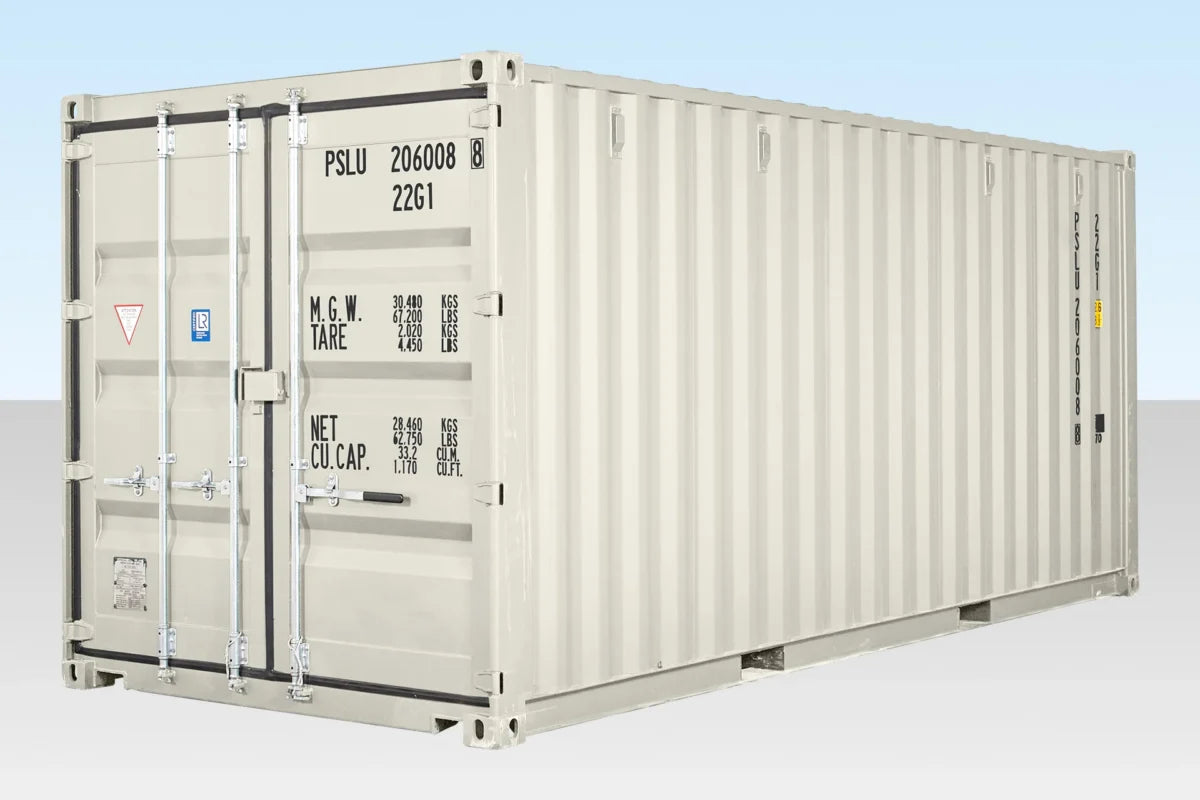 20ft One Trip Shipping Container – White (RAL 9003) | Wind & Watertight Storage Container image 2