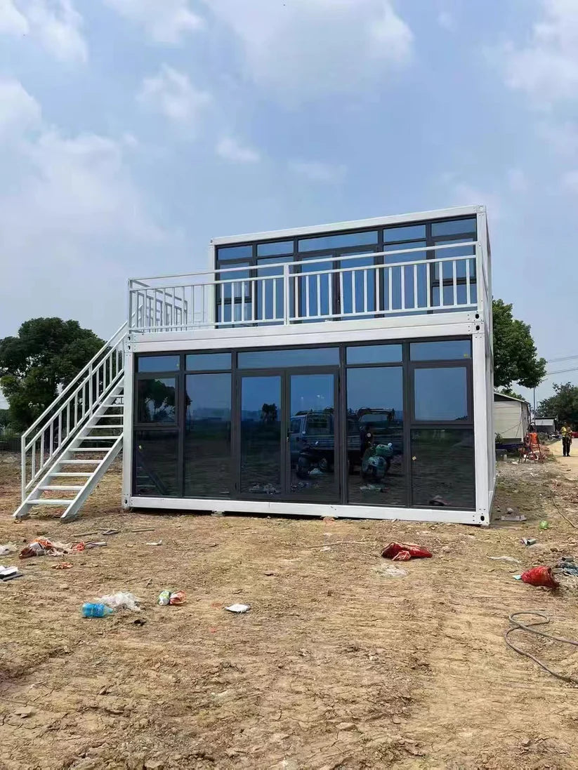 Two Floor Container House Kit with Glass Walls – Modern Double-Storey Modular Home image 0