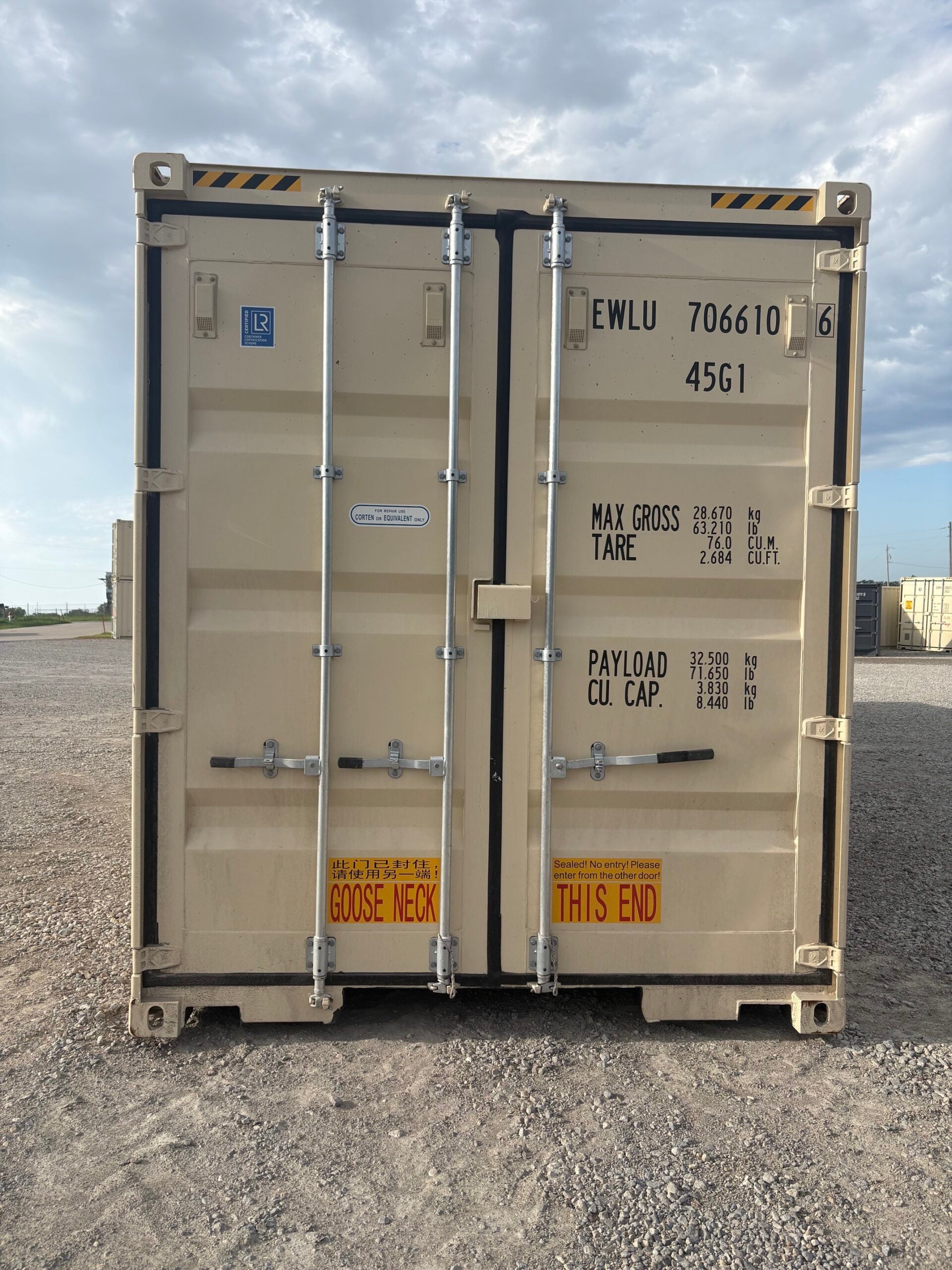 NEW 40ft High Cube Ivory Shipping Container – Single Door Storage Container with Lock Box image 2