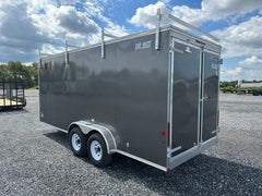 Car Mate 7 x 18 Enclosed Contractor Trailer – Exterior Tool Doors image 2