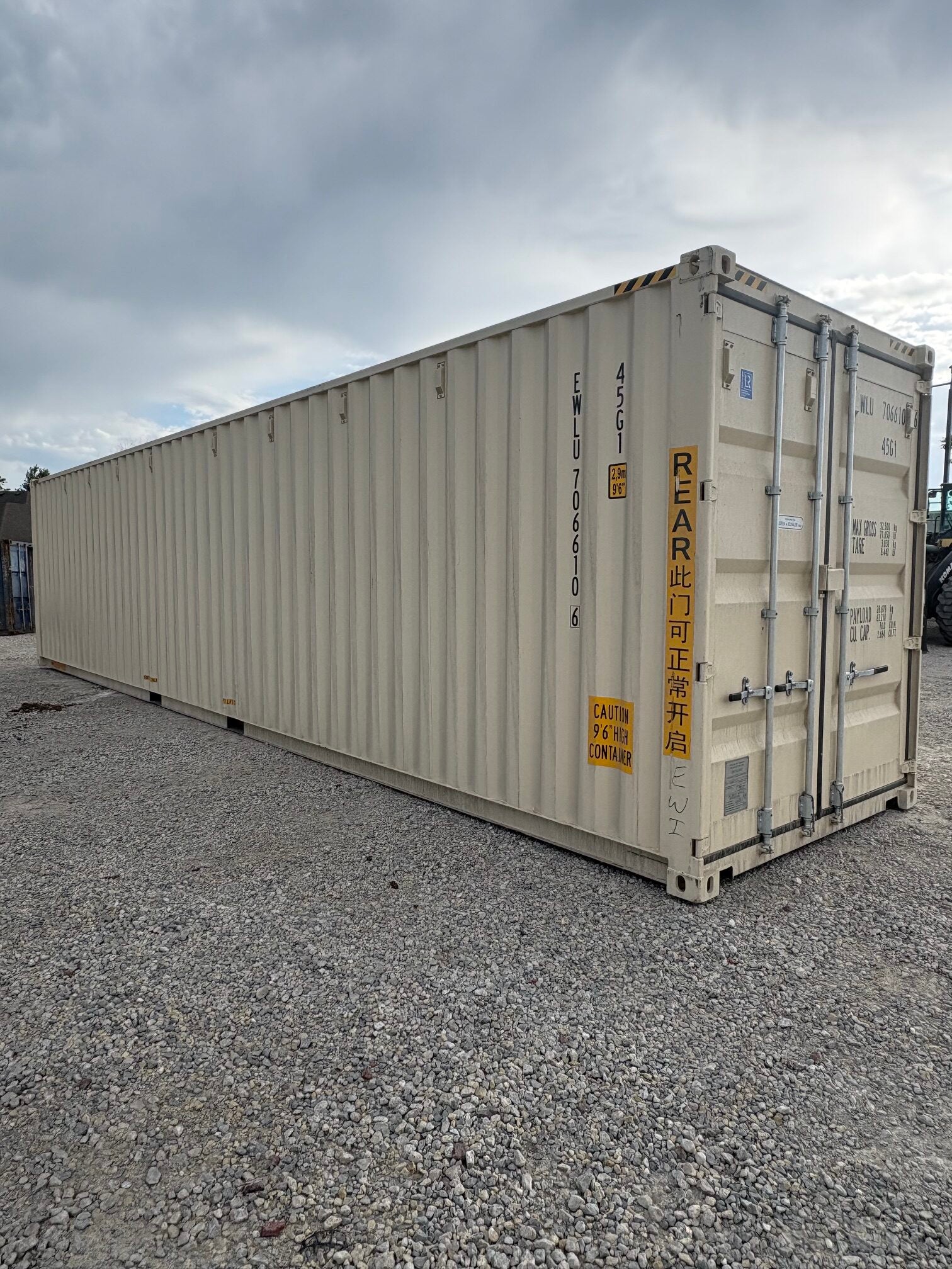 NEW 40ft High Cube Ivory Shipping Container – Single Door Storage Container with Lock Box image 4