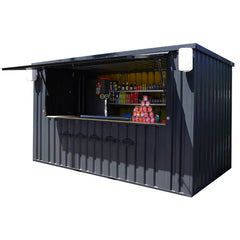 Durable 4×2 XL Meter Shipping Container Bar – Black RAL 9005 with Folding Canopy image 0