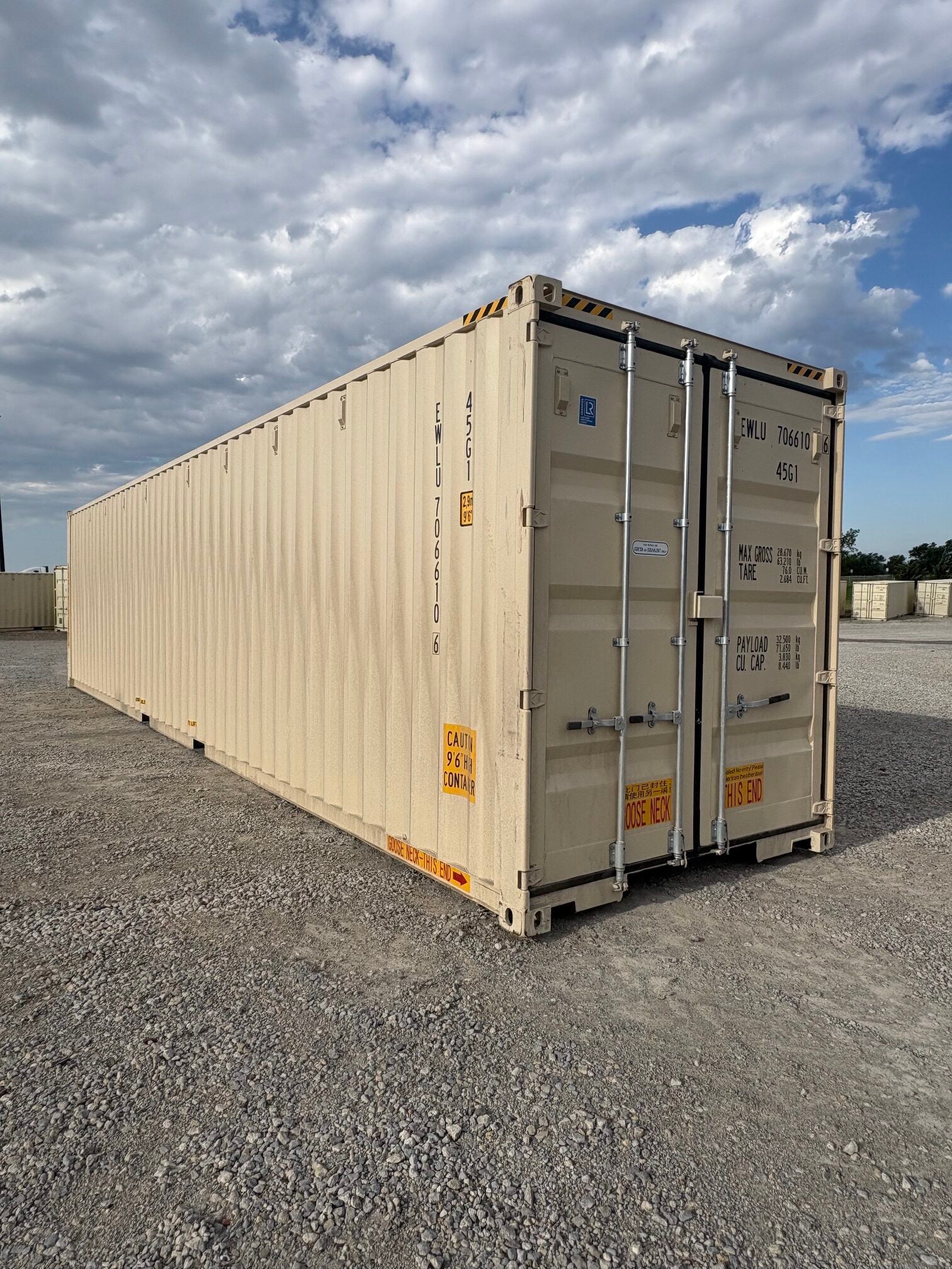 NEW 40ft High Cube Ivory Shipping Container – Single Door Storage Container with Lock Box image 0