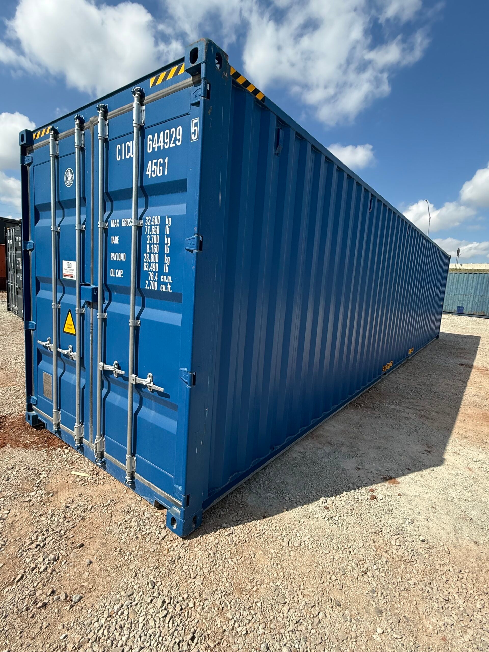 NEW 40ft High Cube Blue Shipping Container – Gentian Blue Single Door Storage Container image 0
