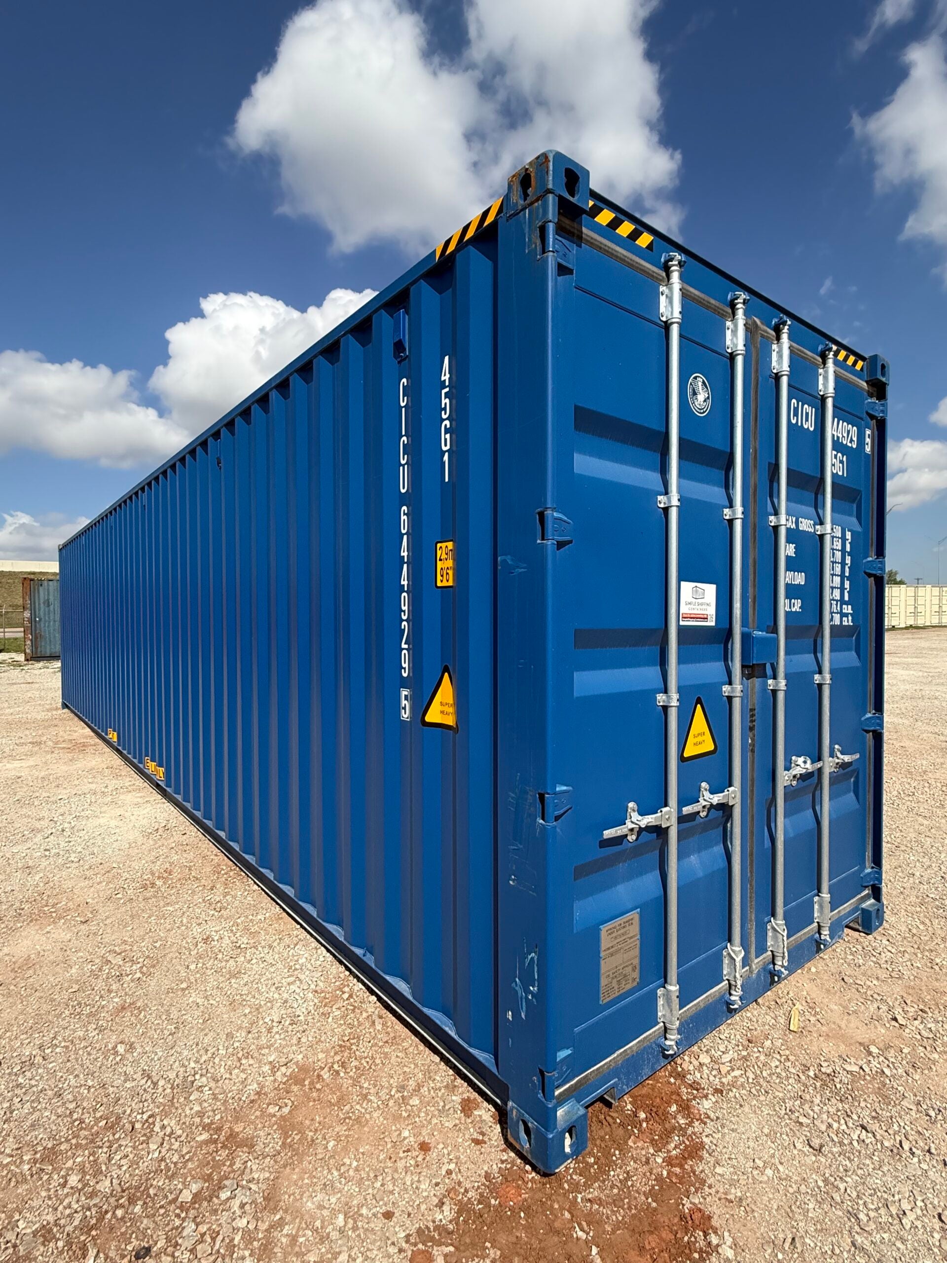 NEW 40ft High Cube Blue Shipping Container – Gentian Blue Single Door Storage Container image 2